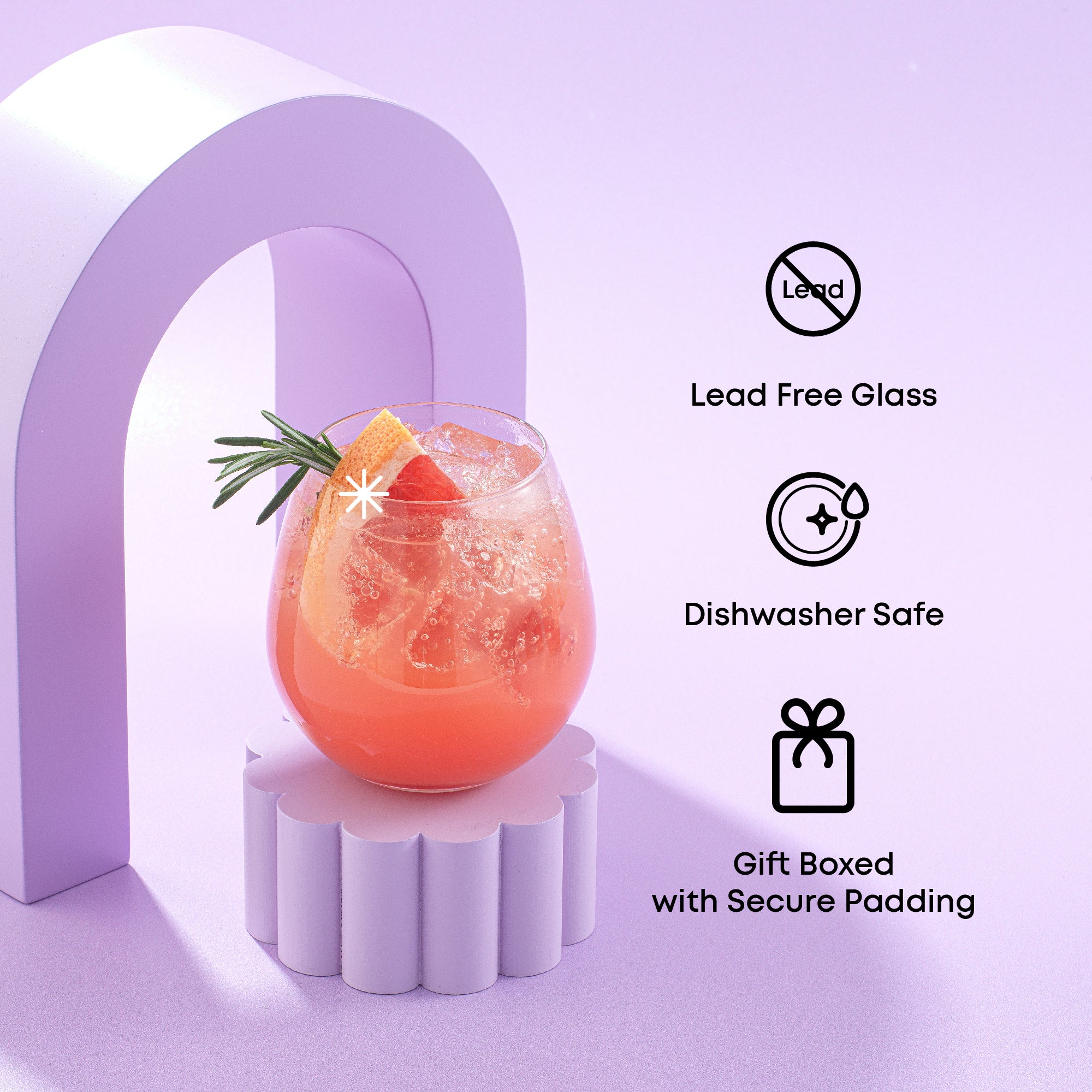 JoyJolt Spirits verres à vin sans pied 14,5 oz x4
