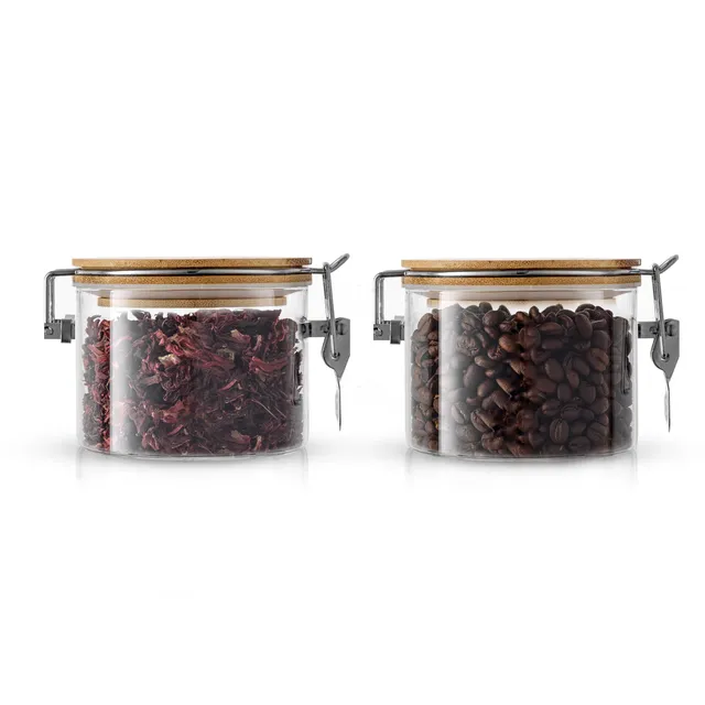 JoyJolt bocaux verre hermétiques lot de 2 bambou apéro