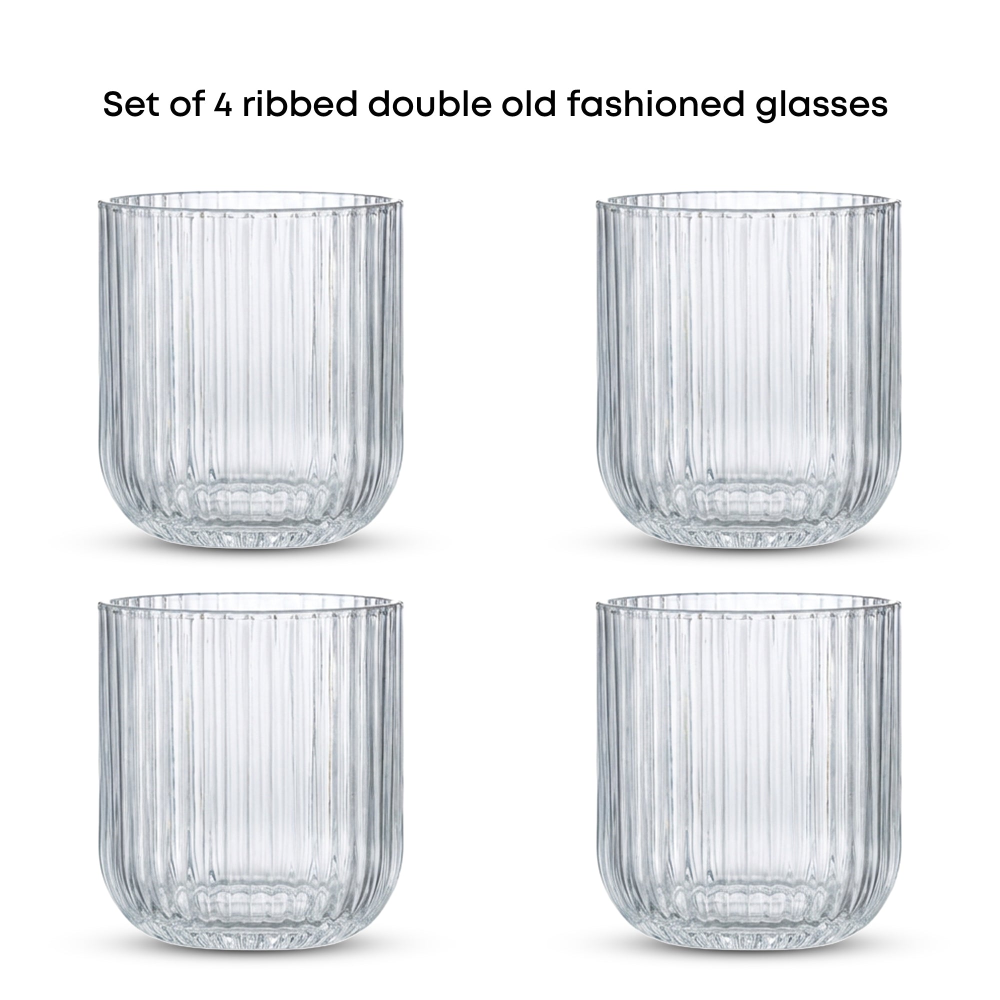 JoyJolt Lotus Ribbed Double Old Fashioned verres whisky 35 cl lot 4 strié