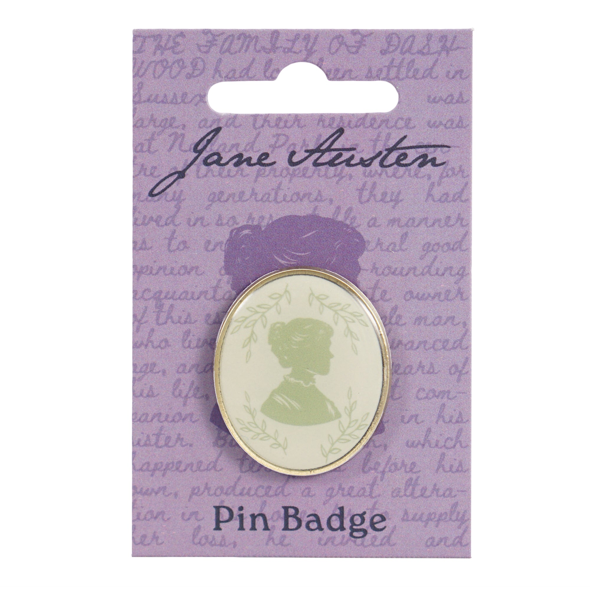 Jane Austen Silhouette pin's vert émail 3,8 cm