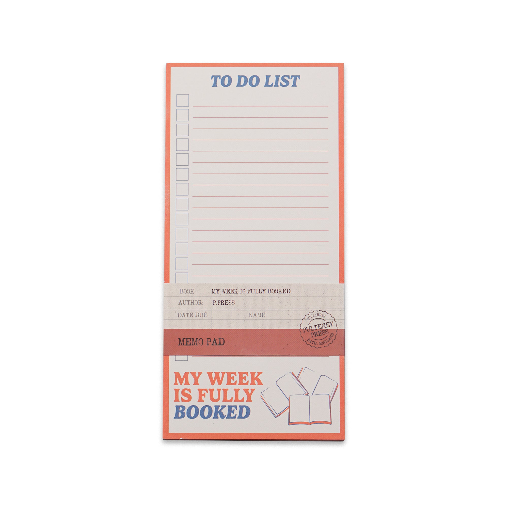 Pulteney Press Fully Booked bloc mémo magnétique orange