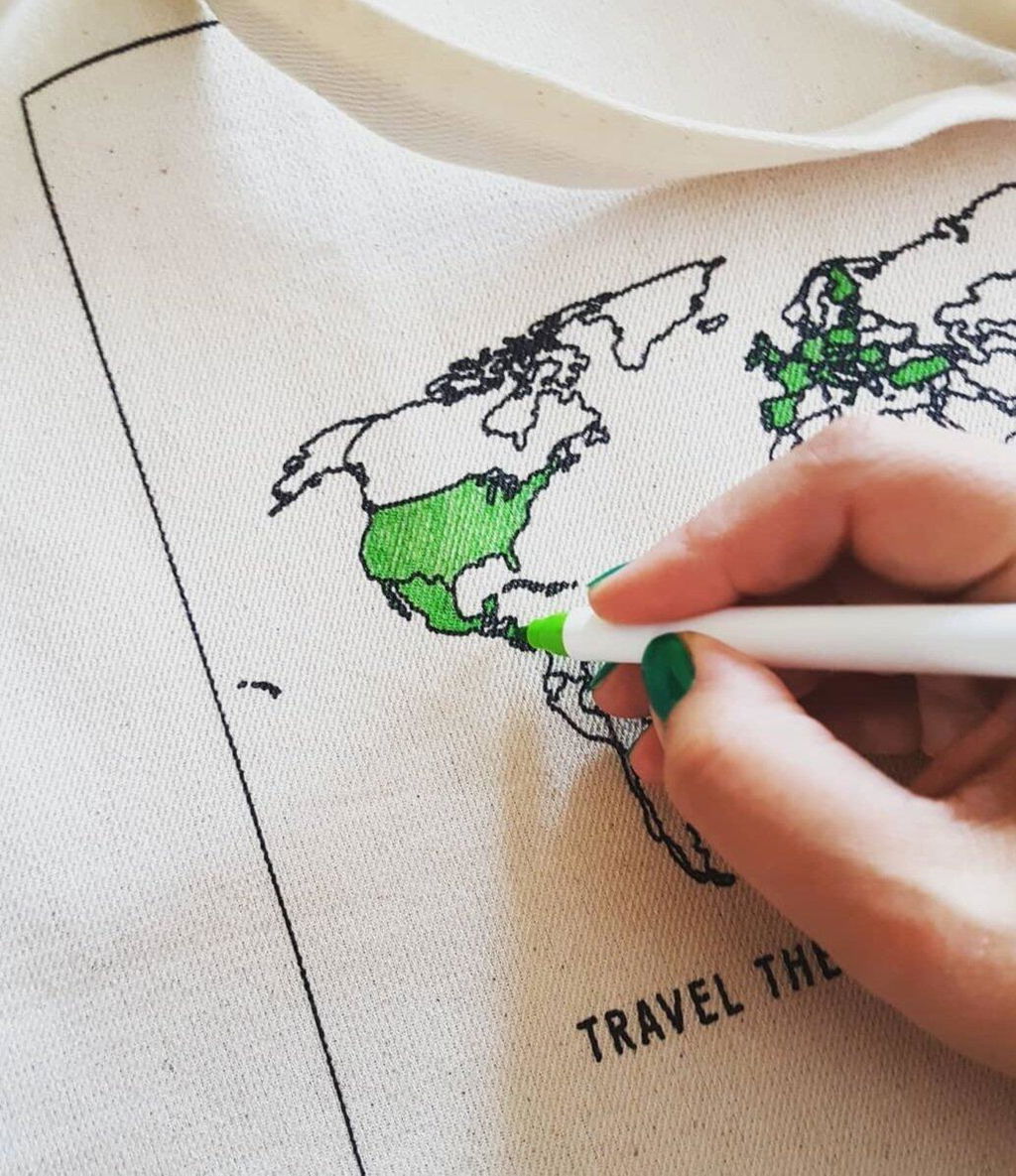 Trouvaille World Map Colour-In tote bag coton à colorier