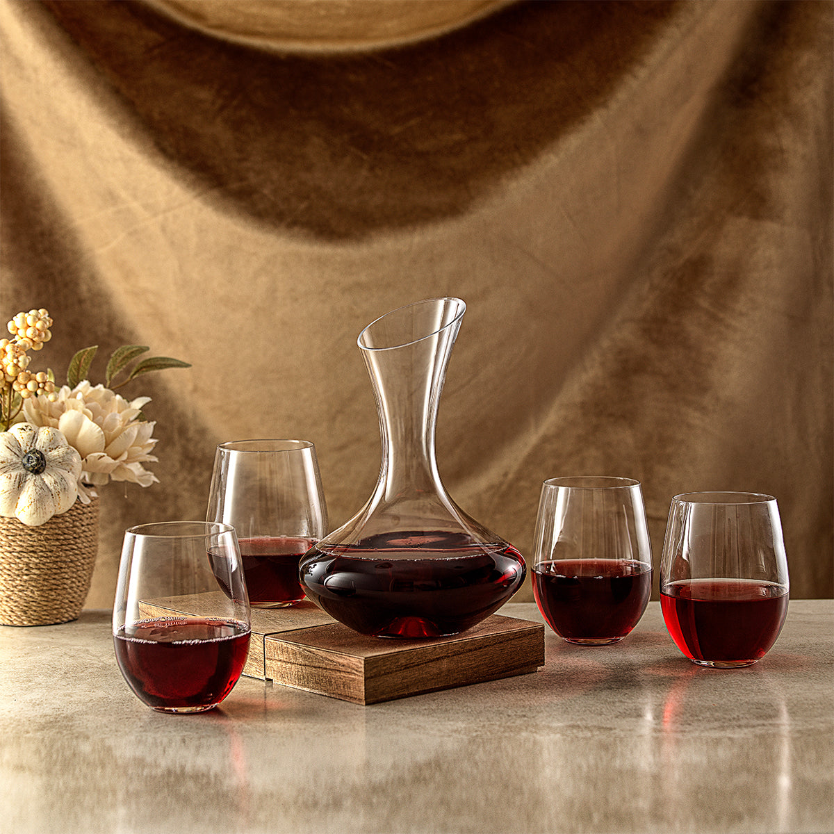 JoyJolt Lancia carafe à vin 118 cl + 4 verres cristal