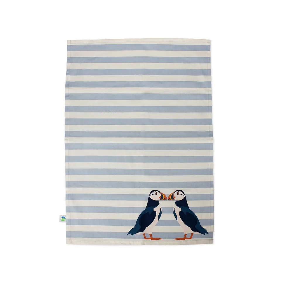 Torchon RSPB Puffin coton recyclé bleu