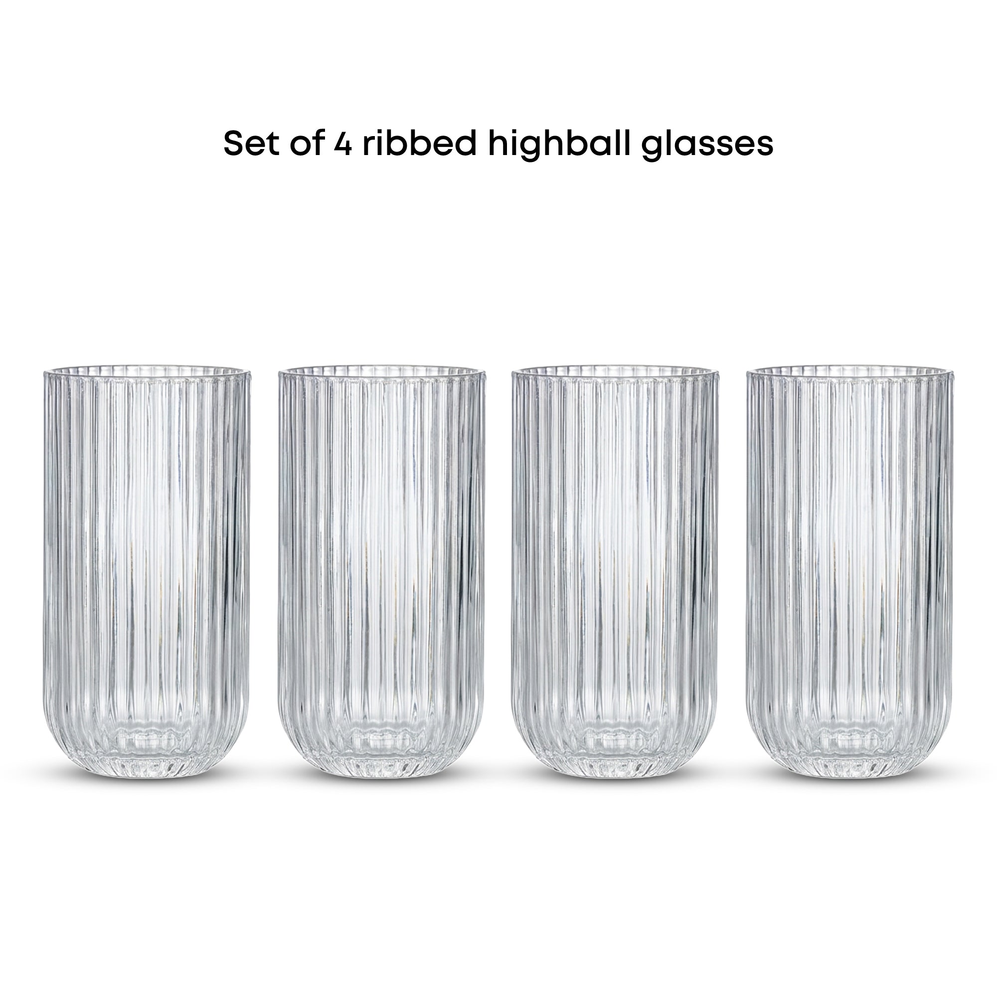JoyJolt Lotus verre highball strié 47 cl x4