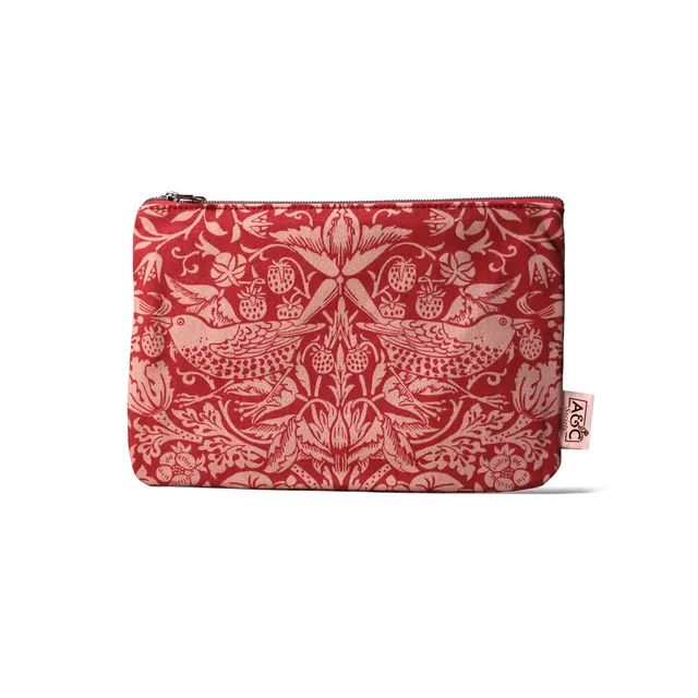 HMB William Morris Strawberry Thief porte-monnaie framboise
