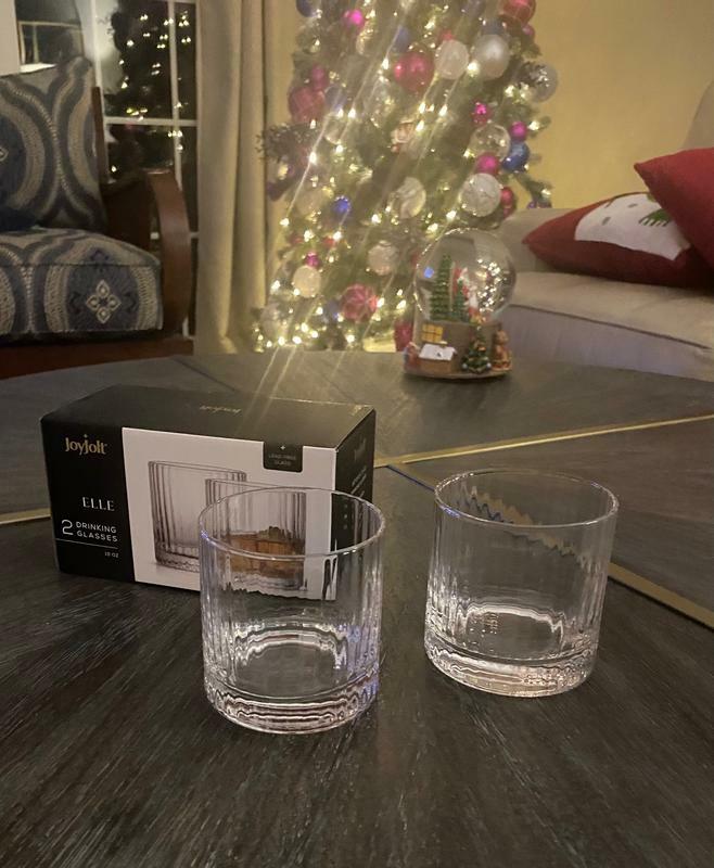 JoyJolt Elle verre vin rouge 48 cl lot de 2 strié