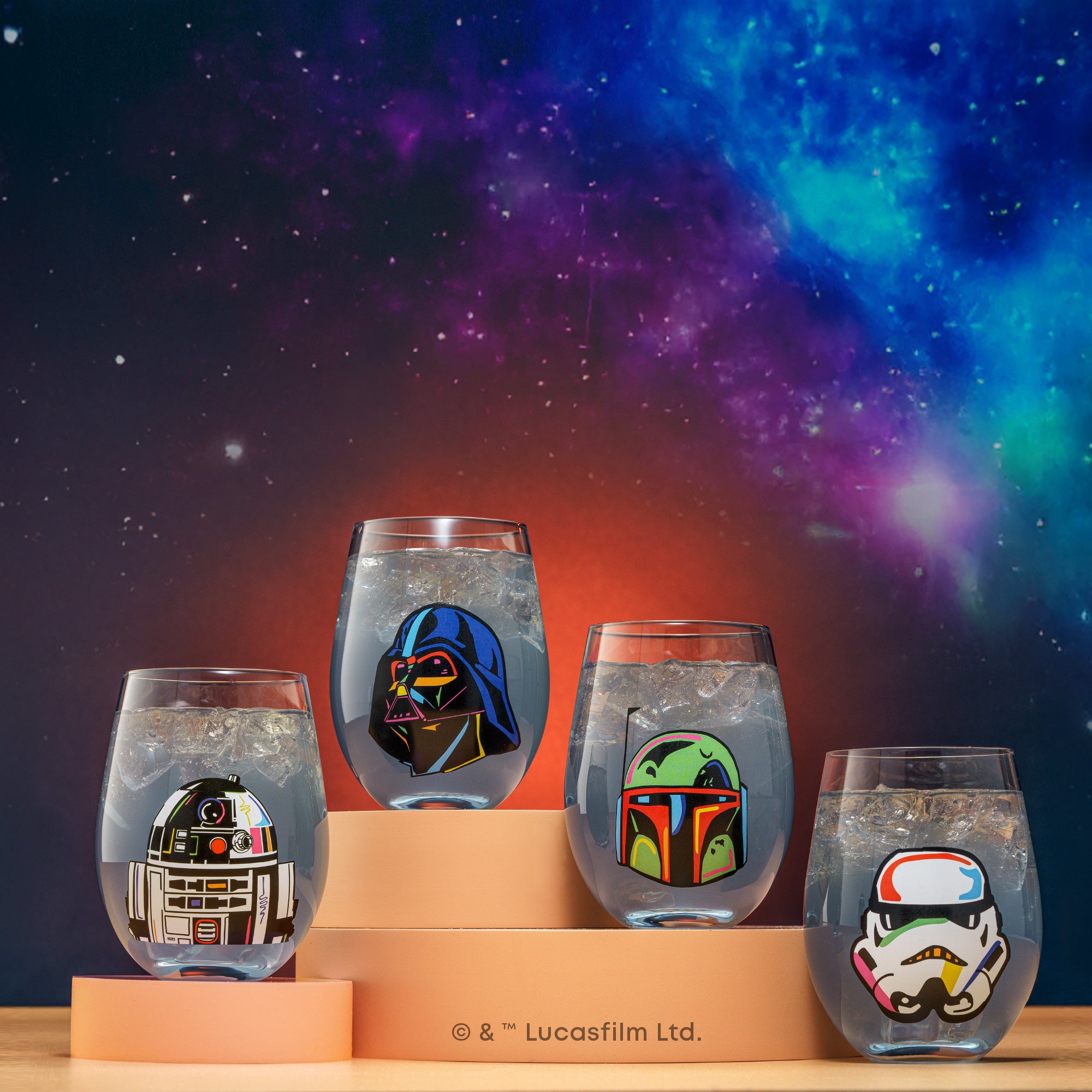 JoyJolt Star Wars Cosmic Color verre sans pied lot 4 56 cl
