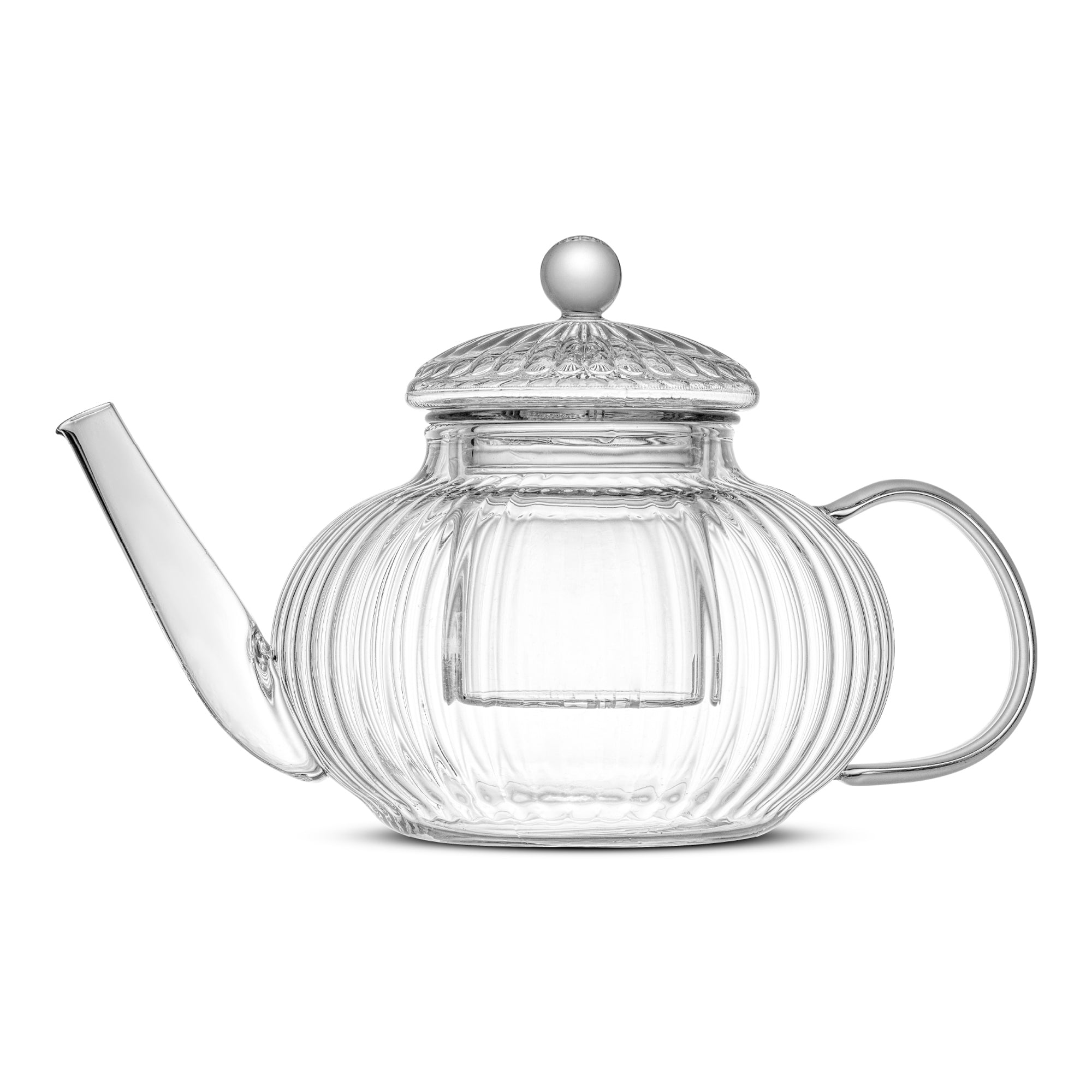 JoyJolt Fluted Théière Verre 1 L avec Infuseur Cannelée