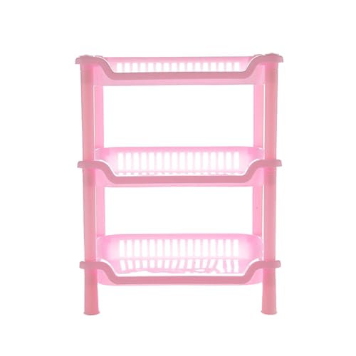 Alipis étagère rangement plastique rose 3 niveaux