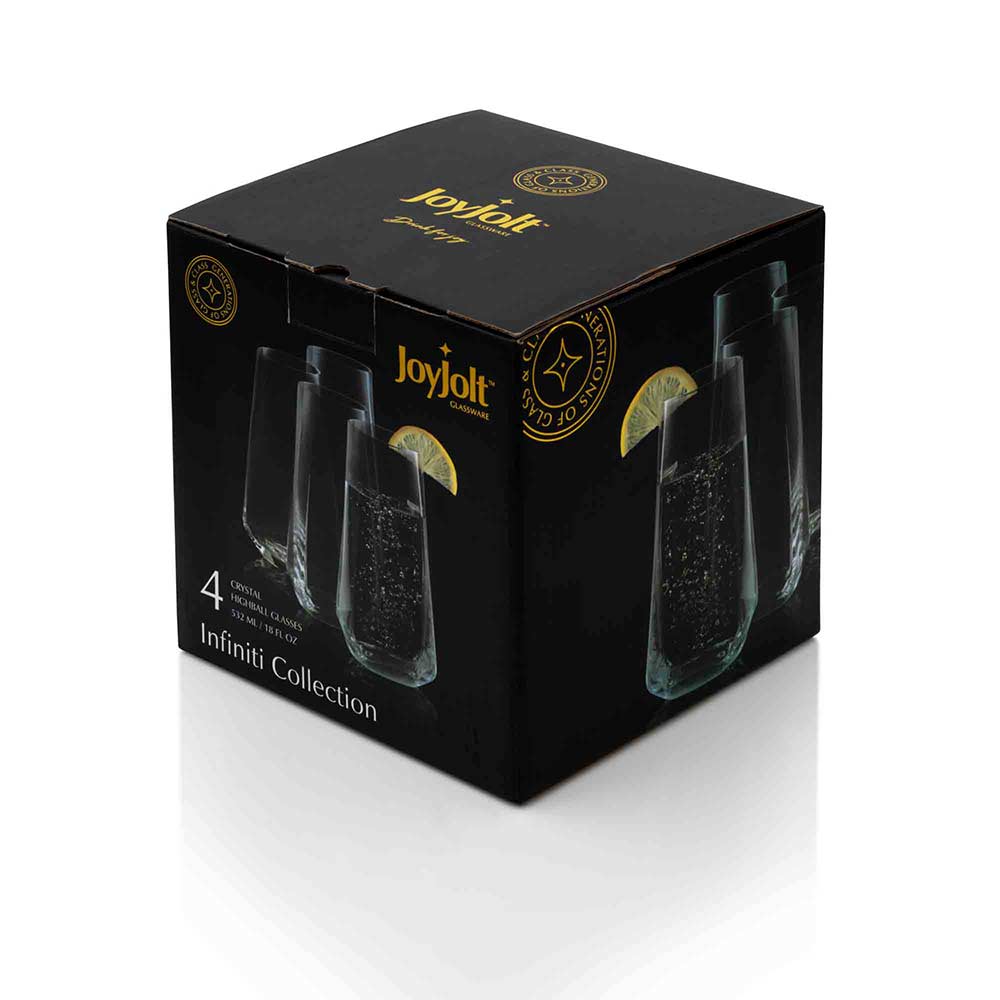 JoyJolt Infiniti Highball verre long drink lot 4 cristal