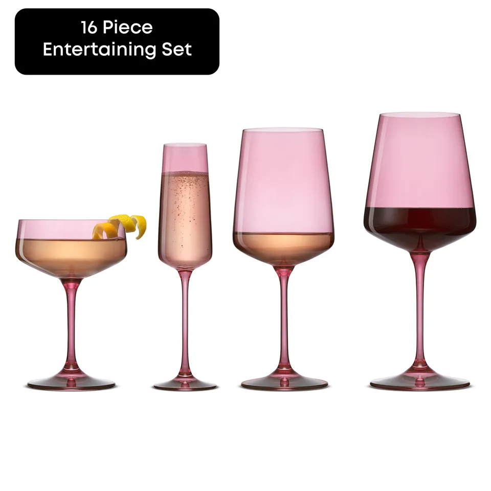 JoyJolt Sidney Blush verres vin champagne 16 pièces