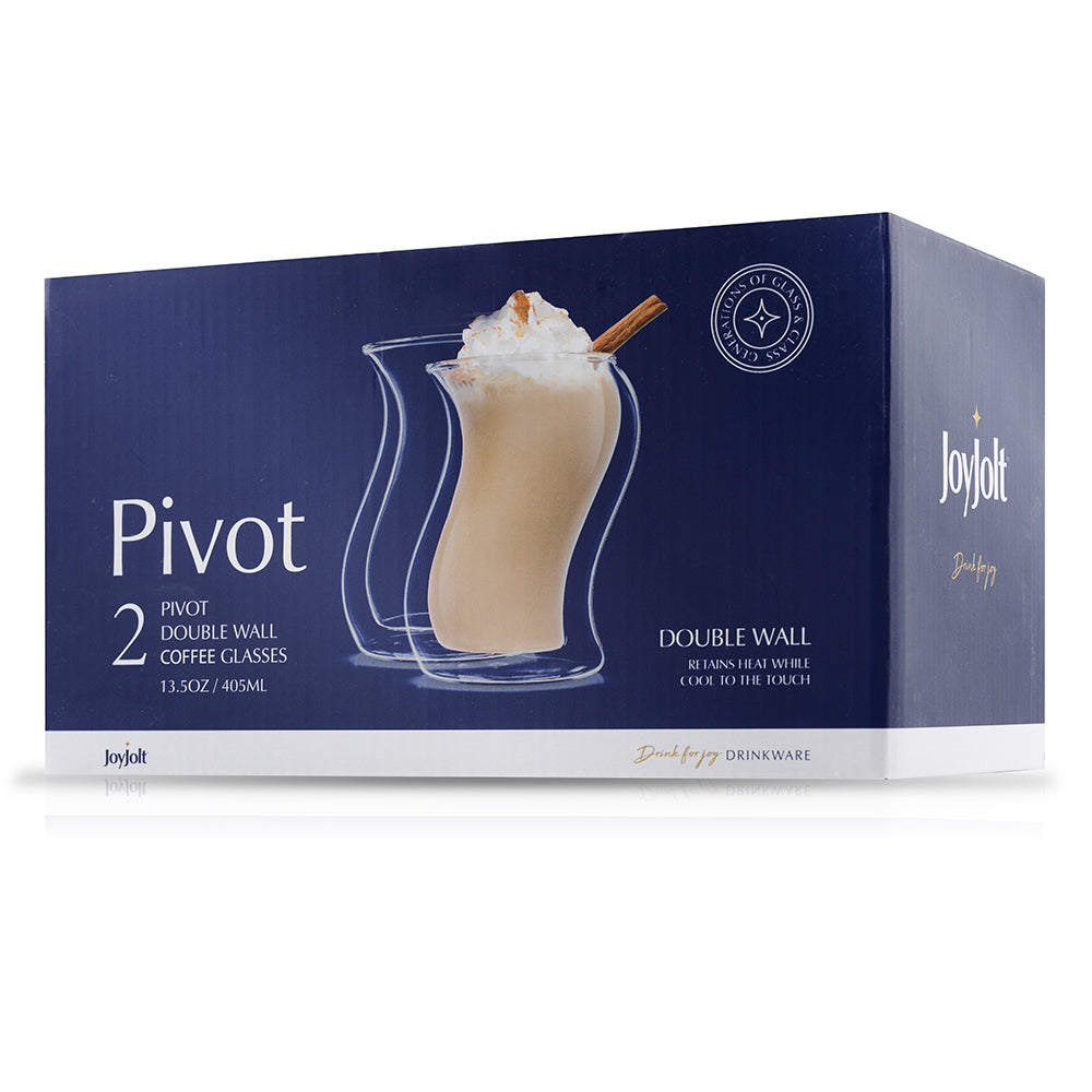JoyJolt Pivot mugs verre double paroi lot de 2 40 cl