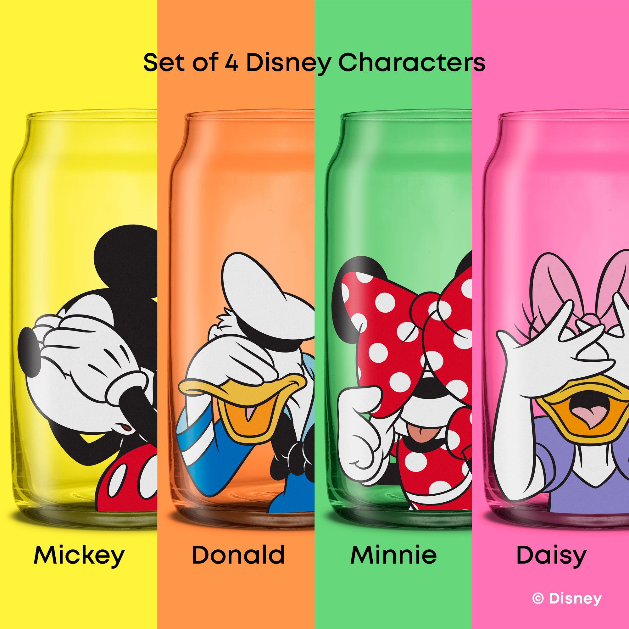 JoyJolt Disney Peek-a-Boo verre canette 47 cl lot 4