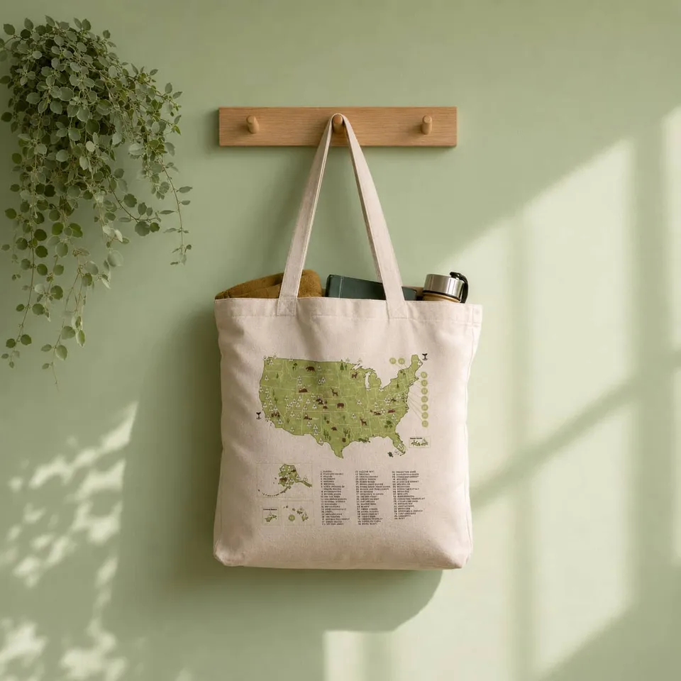 Trouvaille Global US National Parks tote bag à colorier