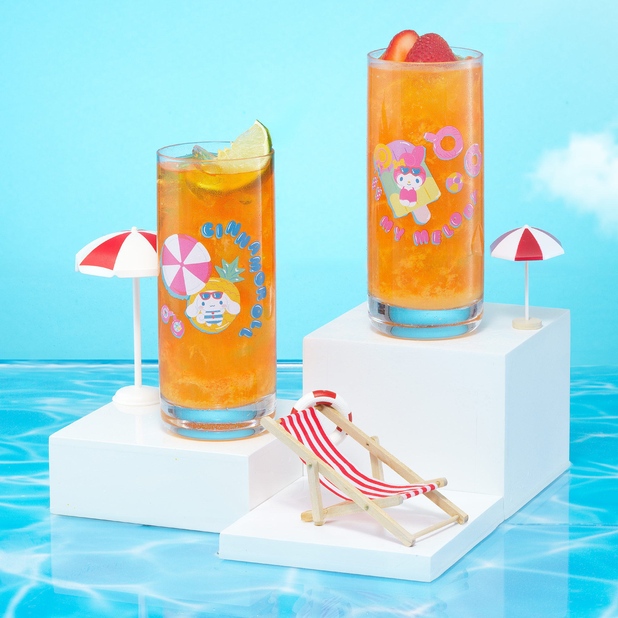 JoyJolt Hello Kitty Pool Party grands verres 4x38 cl
