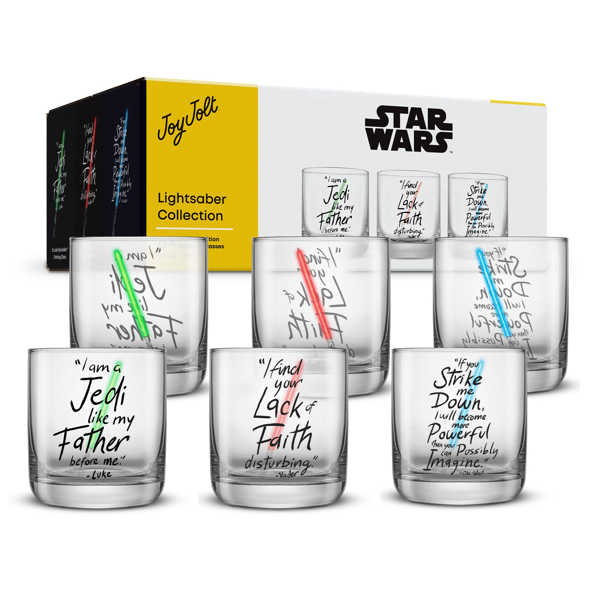 JoyJolt Star Wars Lightsaber Collection verres lot de 6 30 cl sans plomb