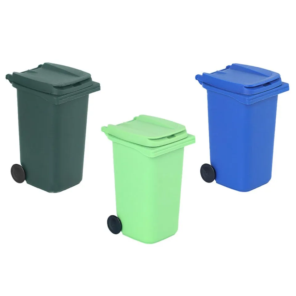 Alipis mini poubelles bureau couvercle plastique lot 3
