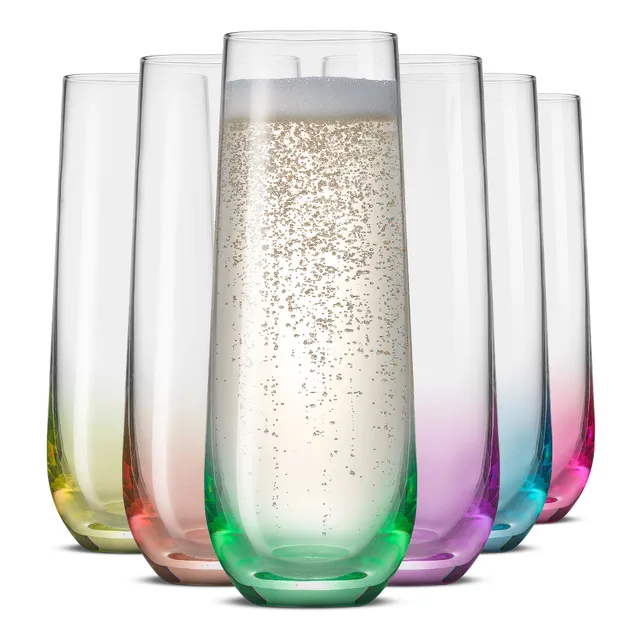 JoyJolt Hue Flûtes Champagne sans Pied 28 cl Lot 6
