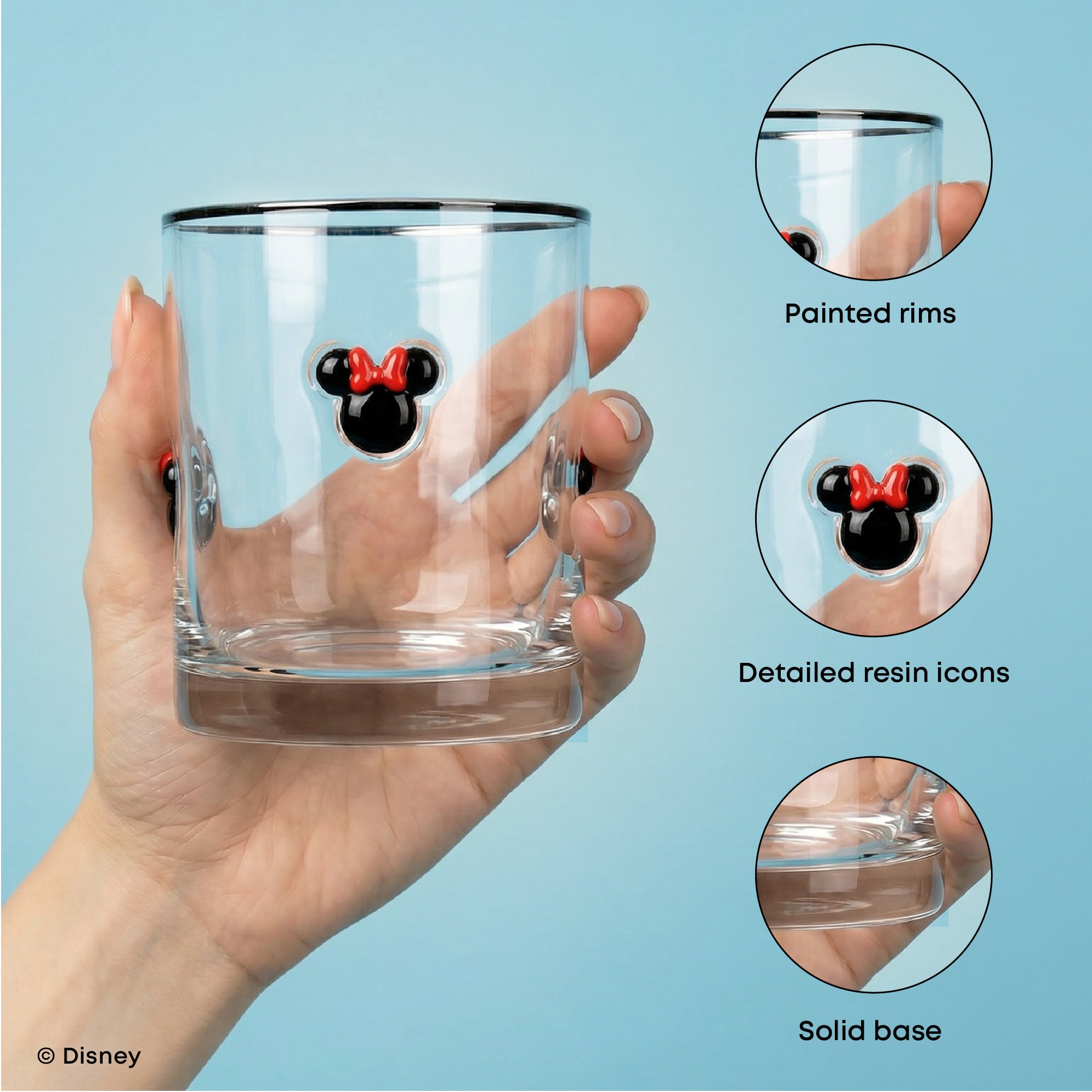 JoyJolt Disney Minnie Mouse Icon verres jus lot de 2
