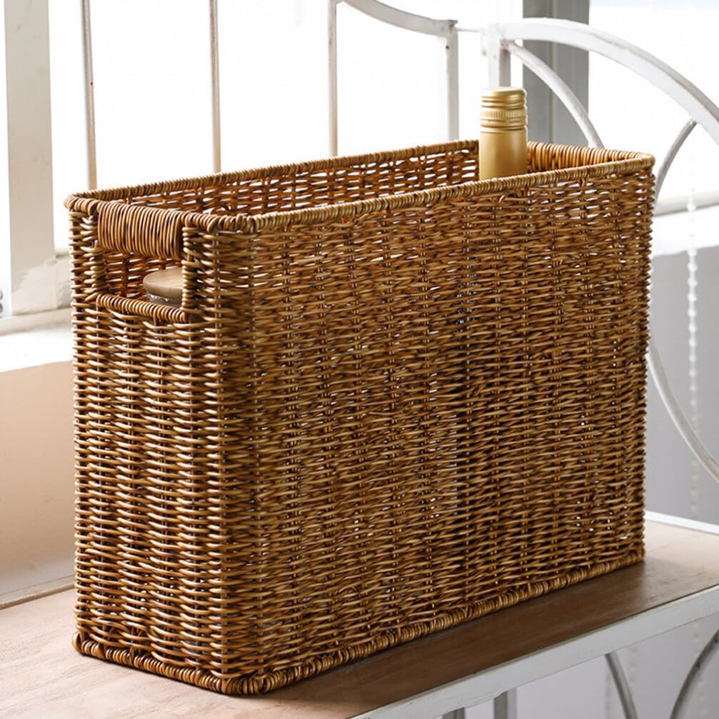 Alipis panier rangement tissé imitation rotin 38 cm revues