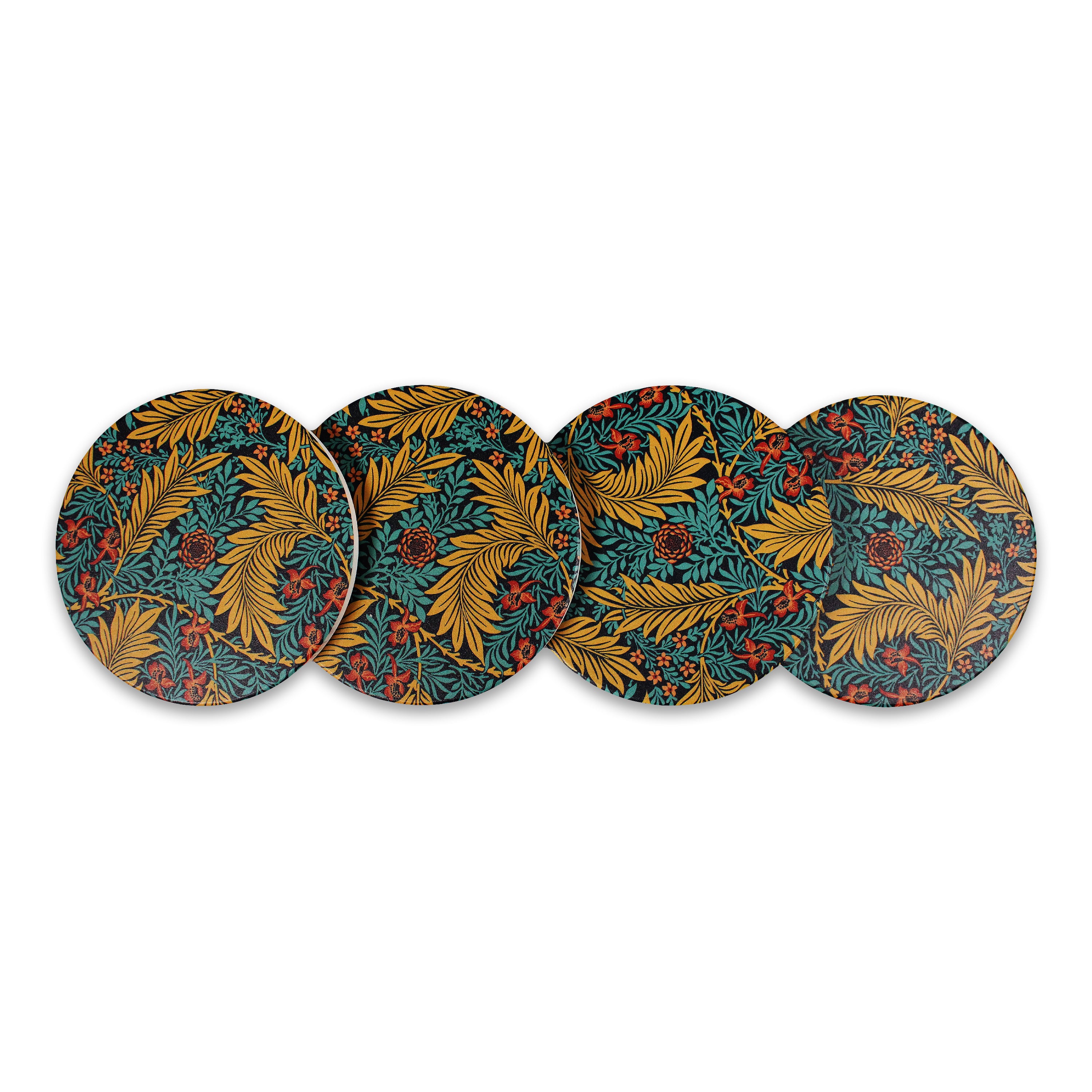 William Morris Larkspur dessous de verre céramique x4 bleu