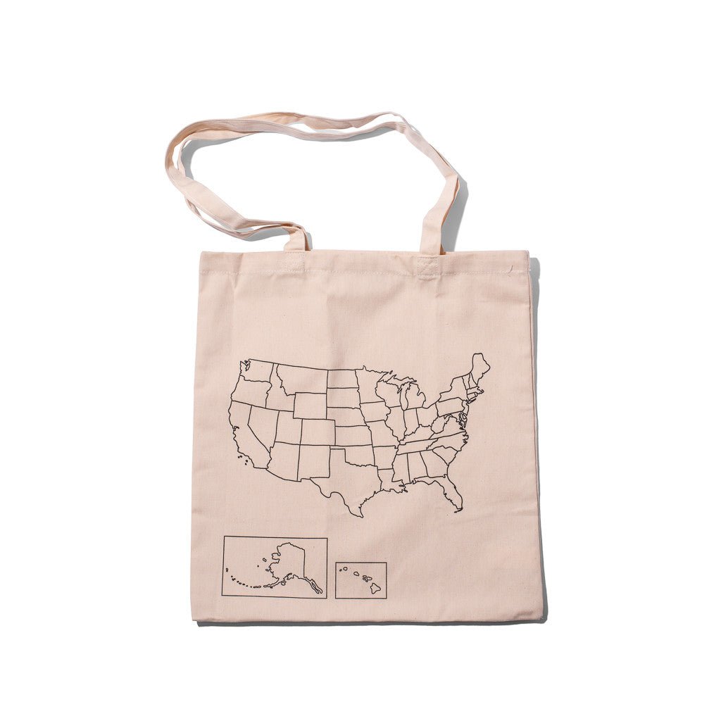 Trouvaille USA Map tote bag à colorier coton