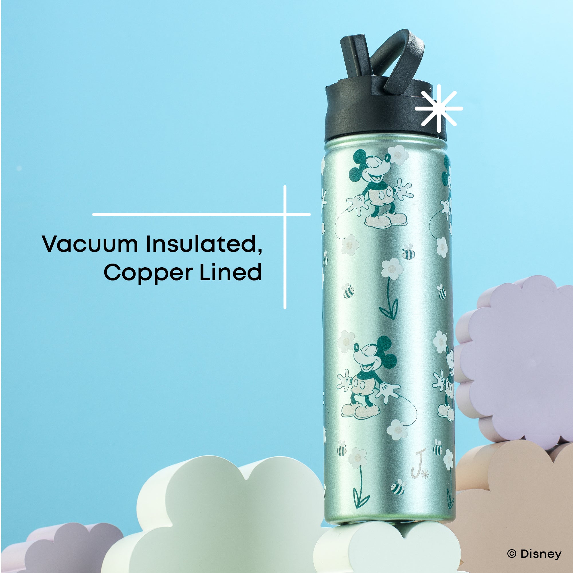 JoyJolt Mickey gourde inox 22 oz rétro avec paille