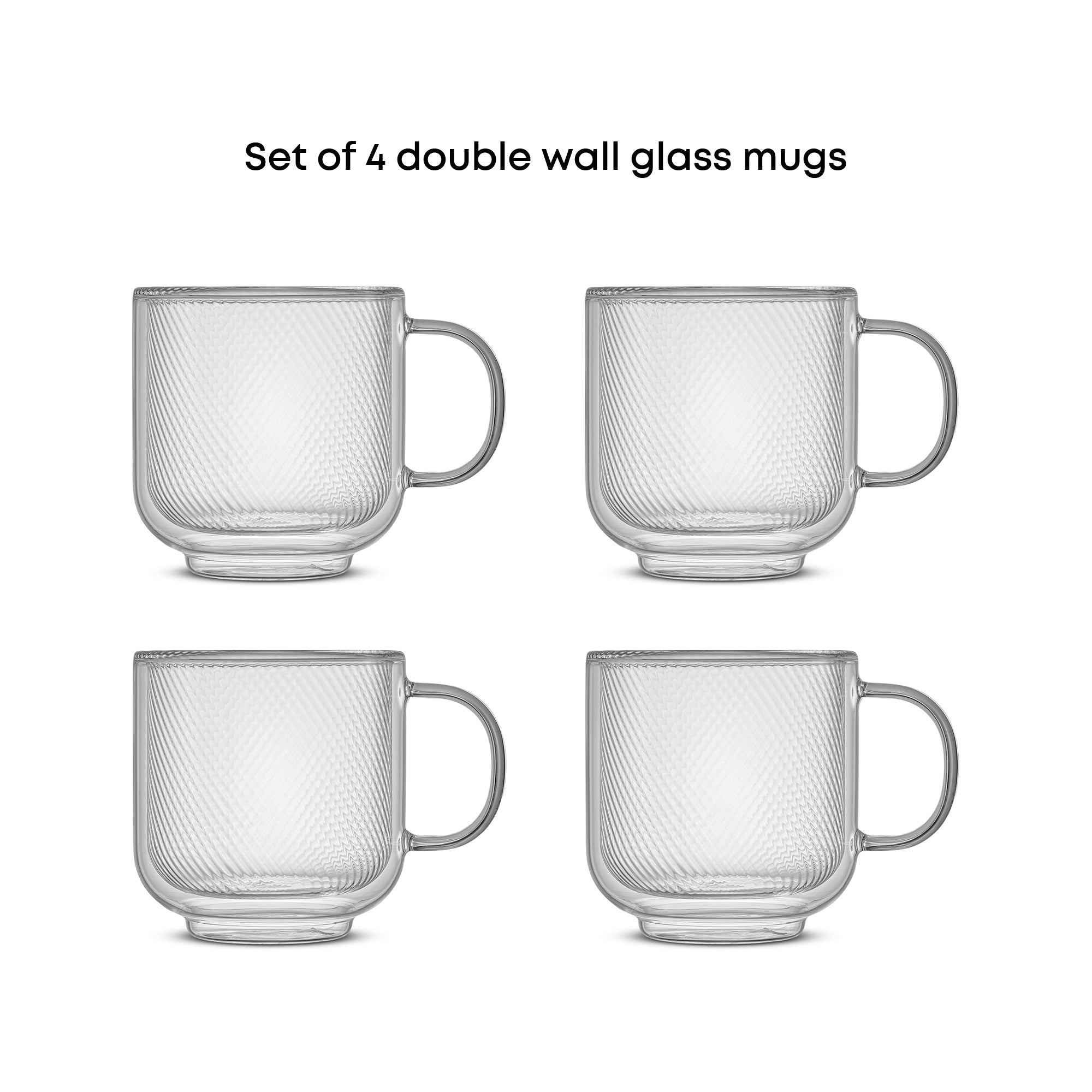 JoyJolt Harbor Swirl mug verre double paroi 44 cl x4