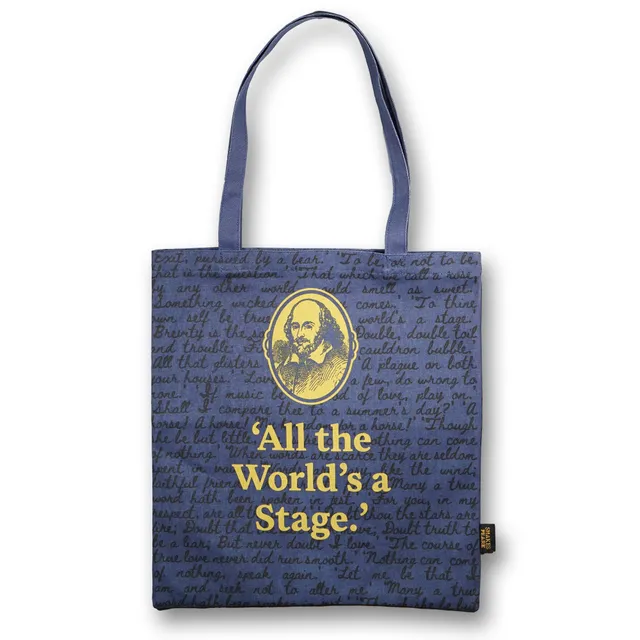 Shakespeare The World's A Stage tote bag coton recyclé bleu