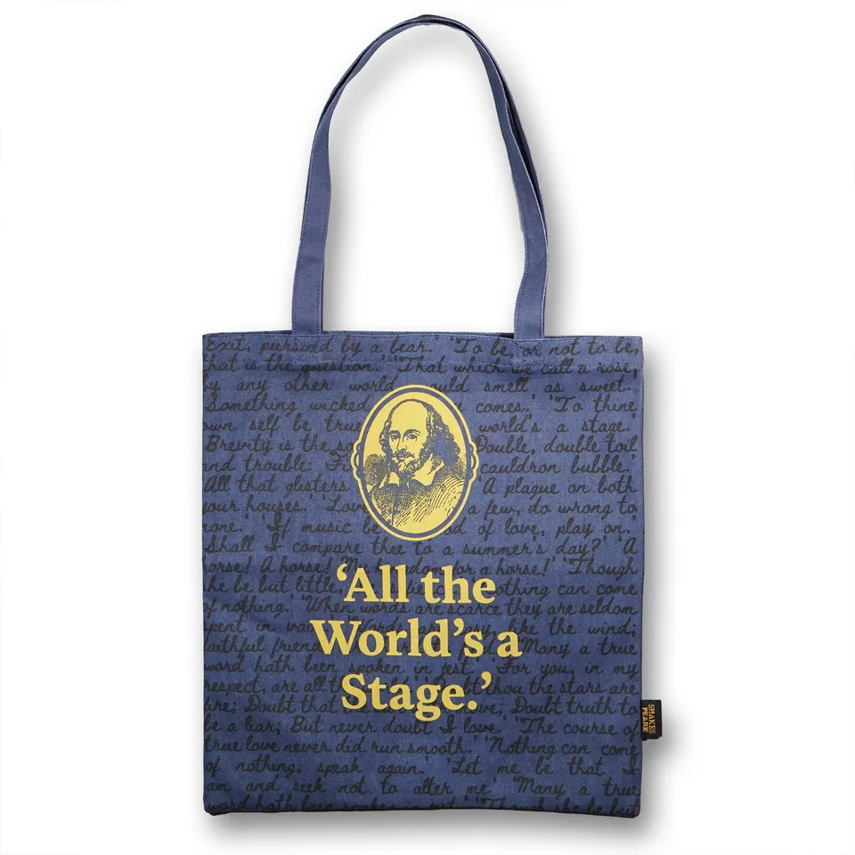 Shakespeare The World's A Stage tote bag coton recyclé bleu