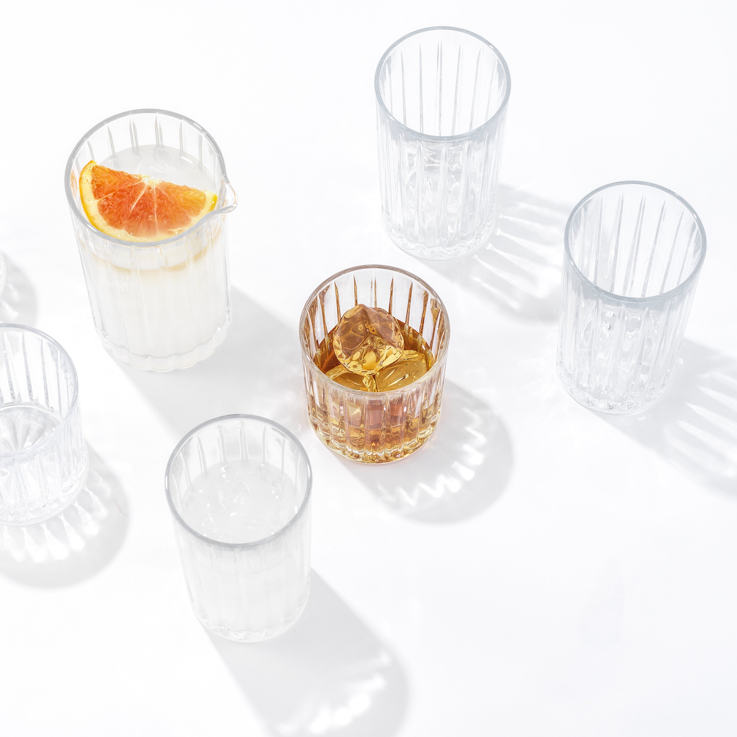 JoyJolt Alina Ribbed verres lot 8 41+35 cl