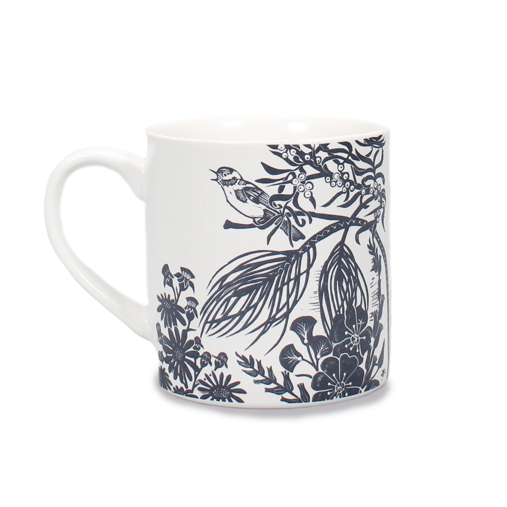 Kate Heiss Woodland Navy mug céramique 31 cl botanique