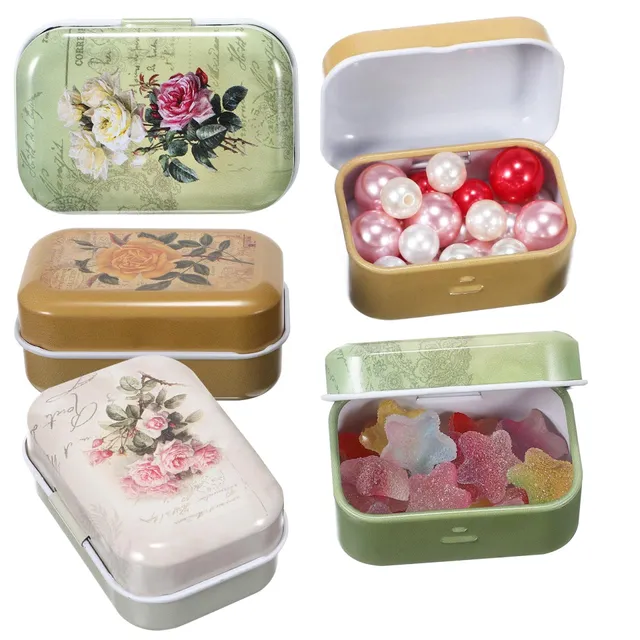 Alipis boîtes fer blanc fleurs bijoux lot de 8