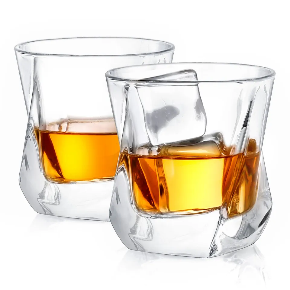 JoyJolt Aurora verres à whisky lot de 2 22 cl torsadé