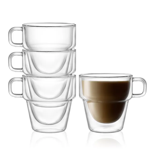 JoyJolt Stoiva tasse café double paroi 34 cl lot 4 empilable