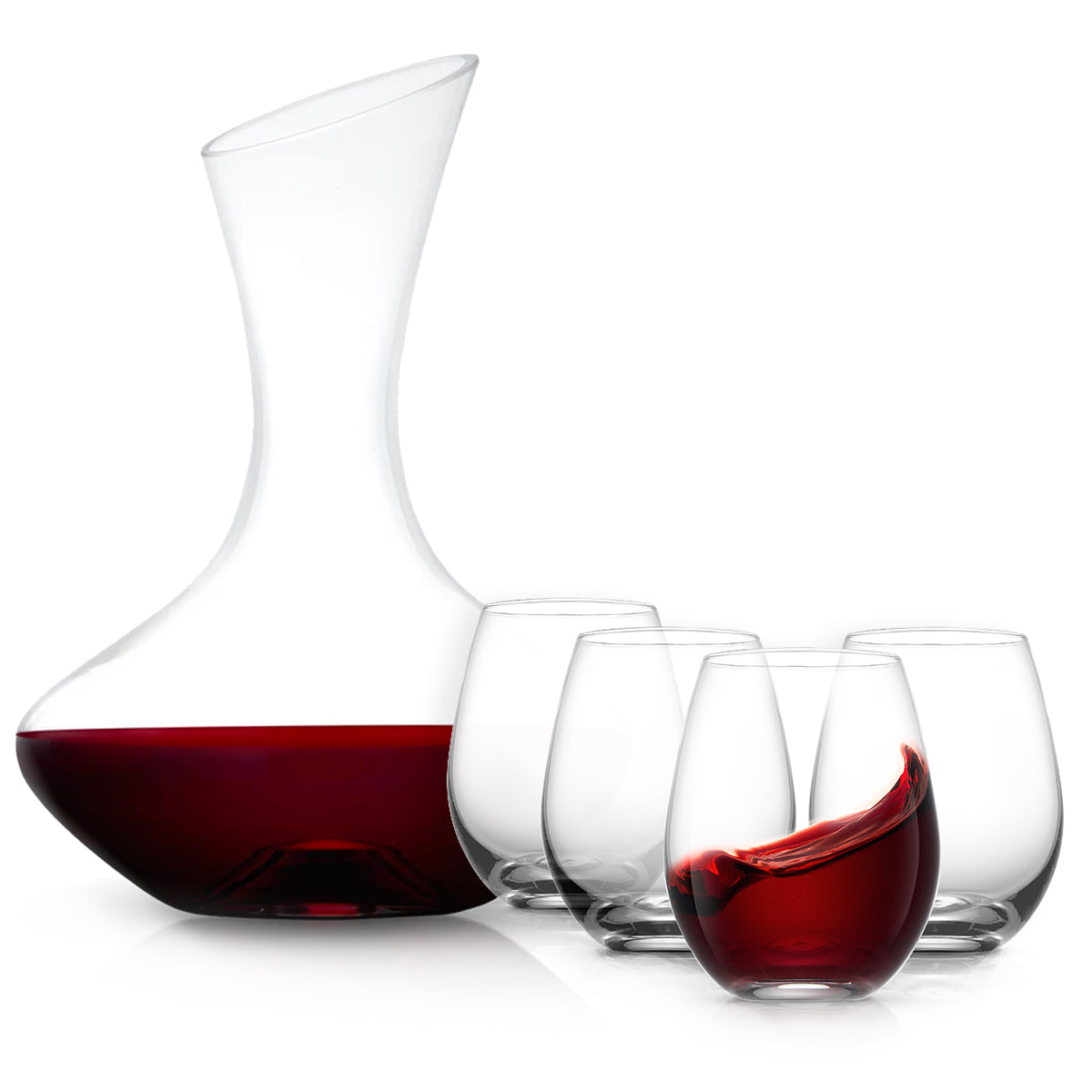 JoyJolt Lancia carafe à vin 118 cl + 4 verres cristal