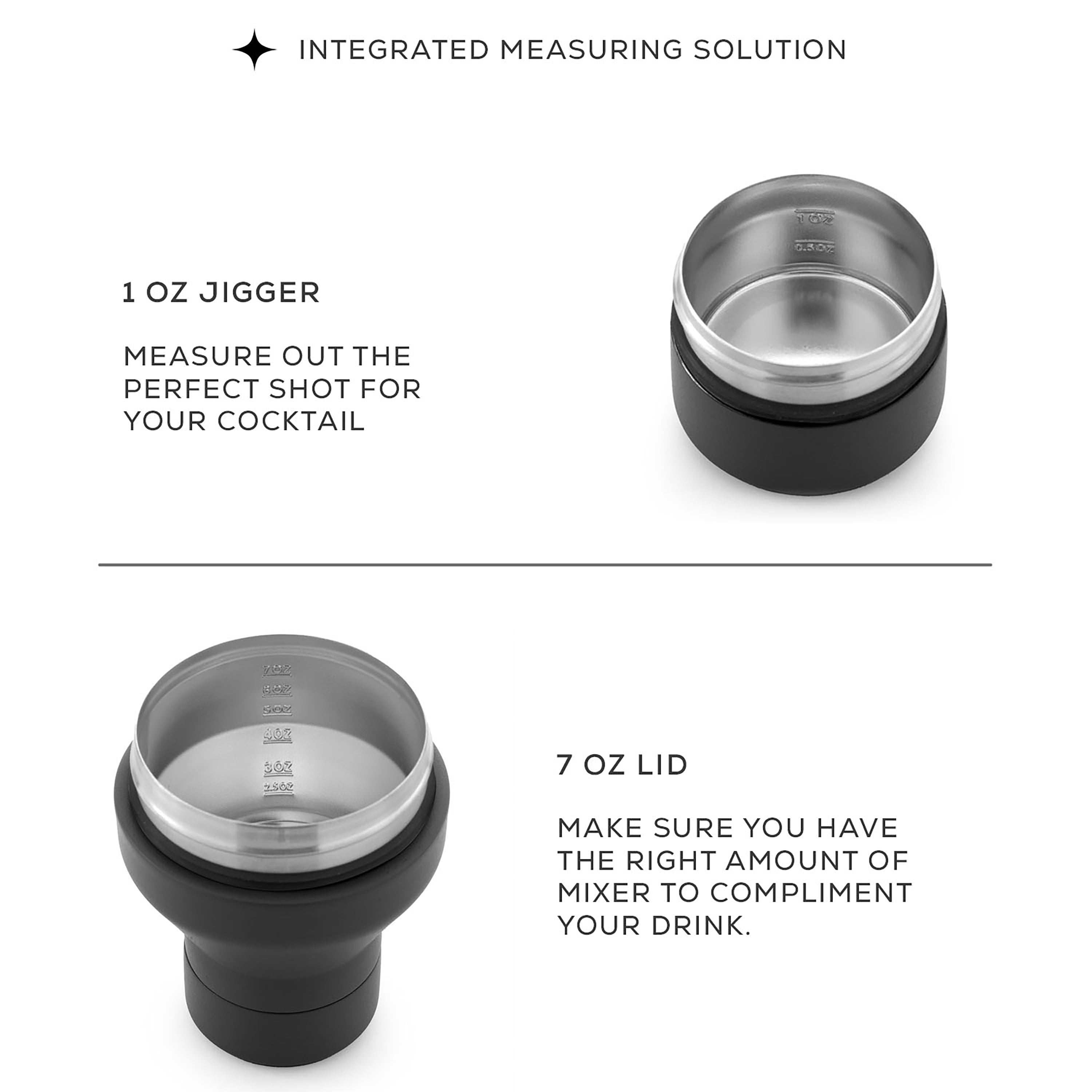 JoyJolt Shaker cocktail isotherme 65 cl noir inox