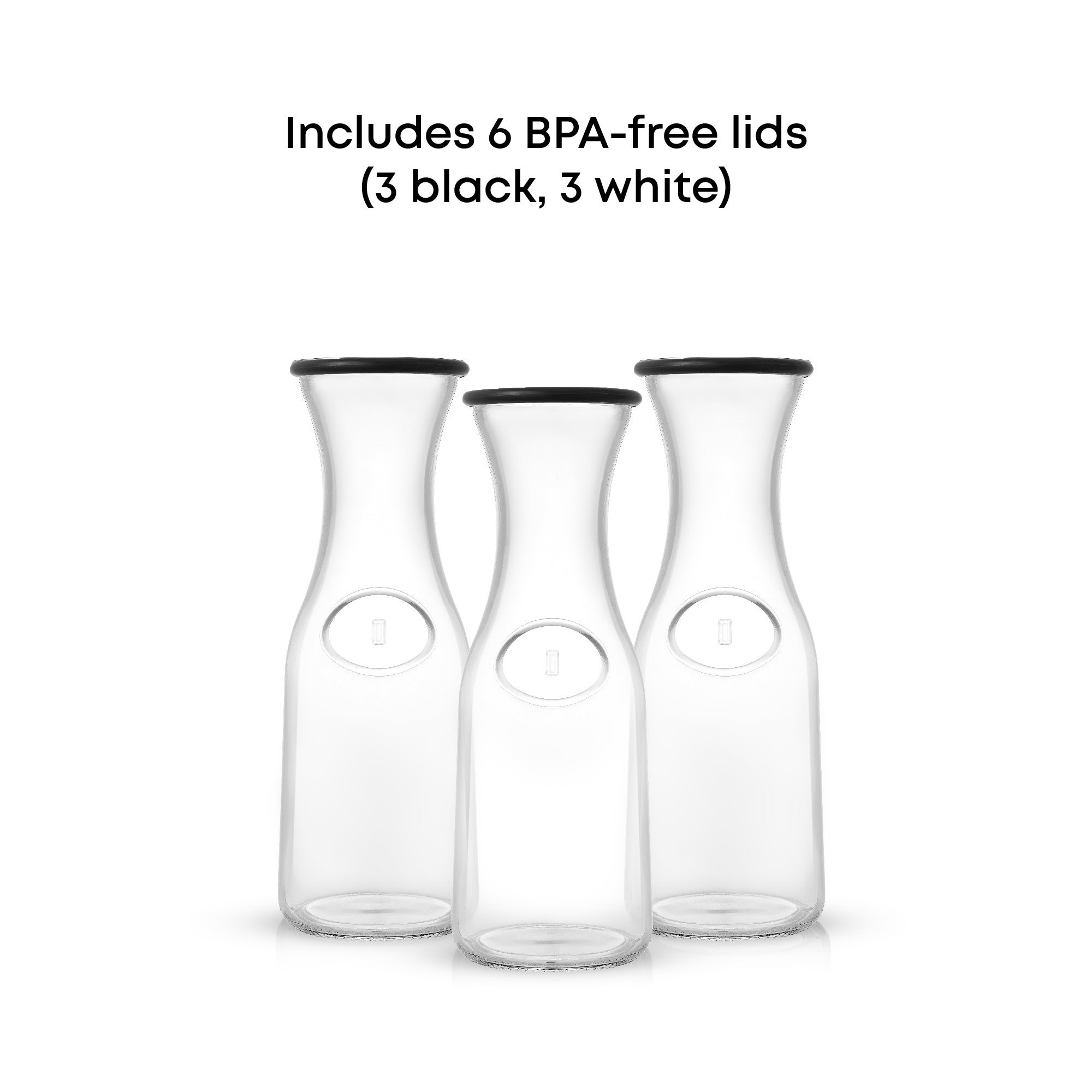 JoyJolt Hali carafes verre 106 cl lot 3 avec couvercles
