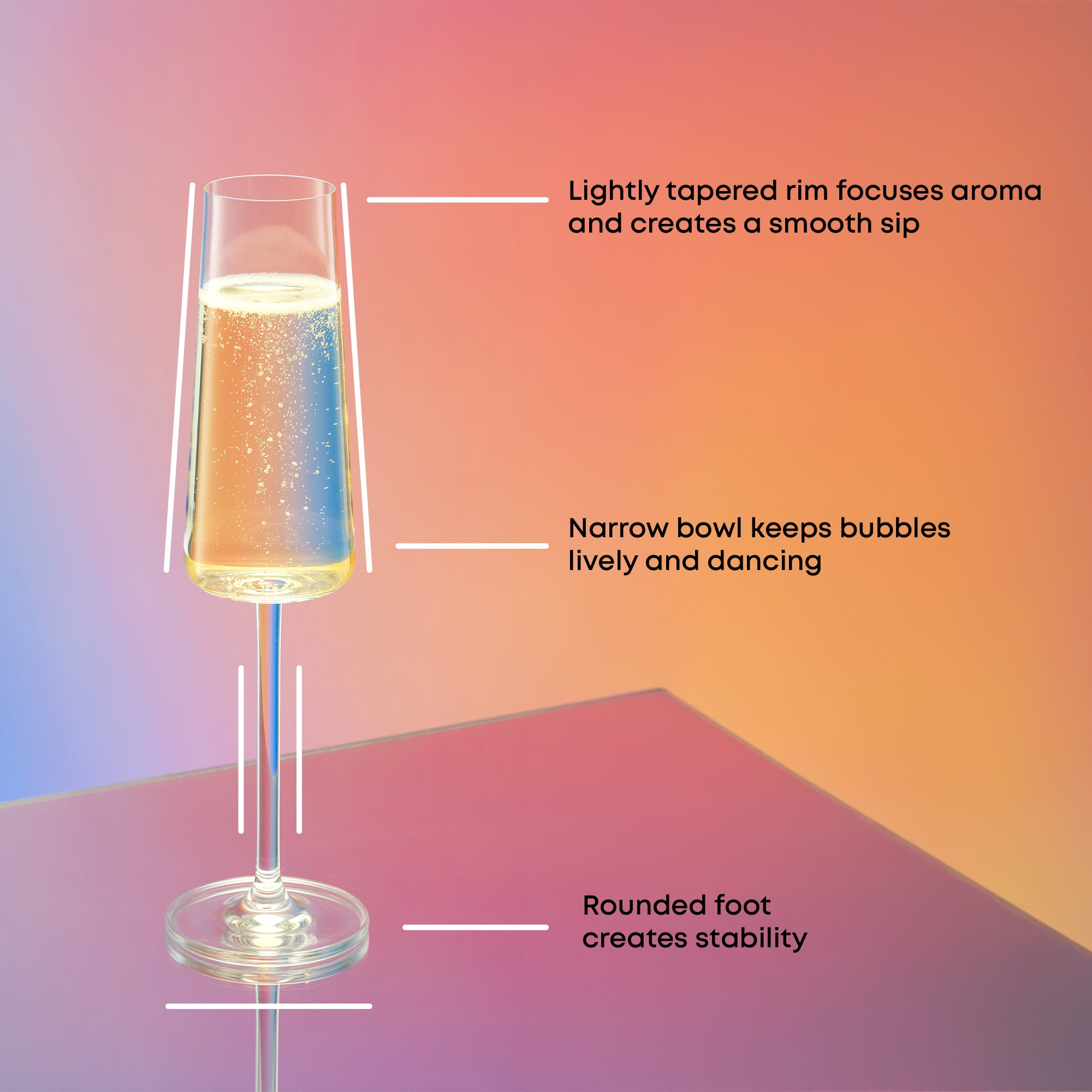 JoyJolt Aura flûte champagne cristal 18cl lot 4