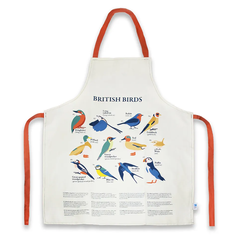 RSPB Garden Birds tablier coton recyclé blanc