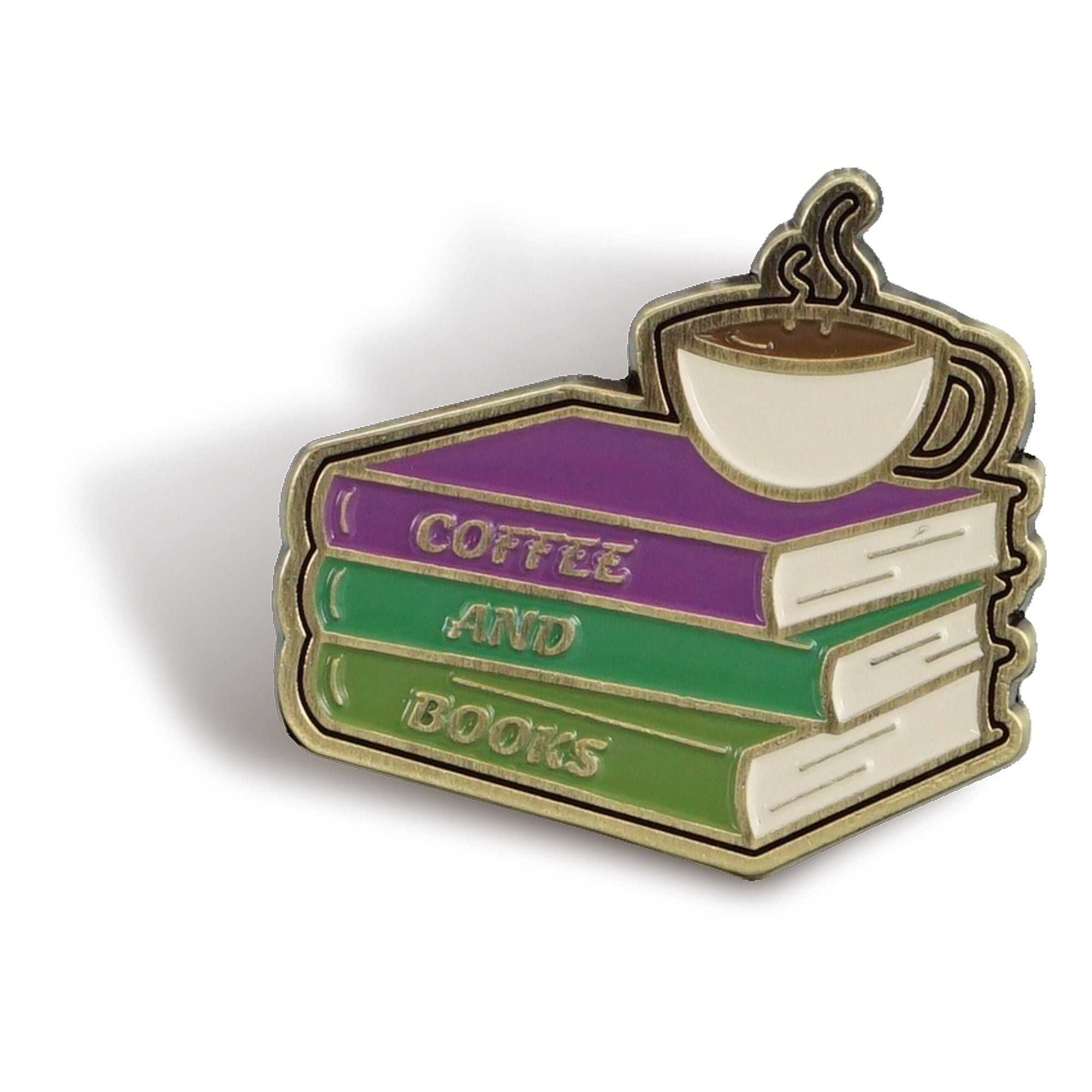 Pulteney Press Coffee and Books pin badge vert