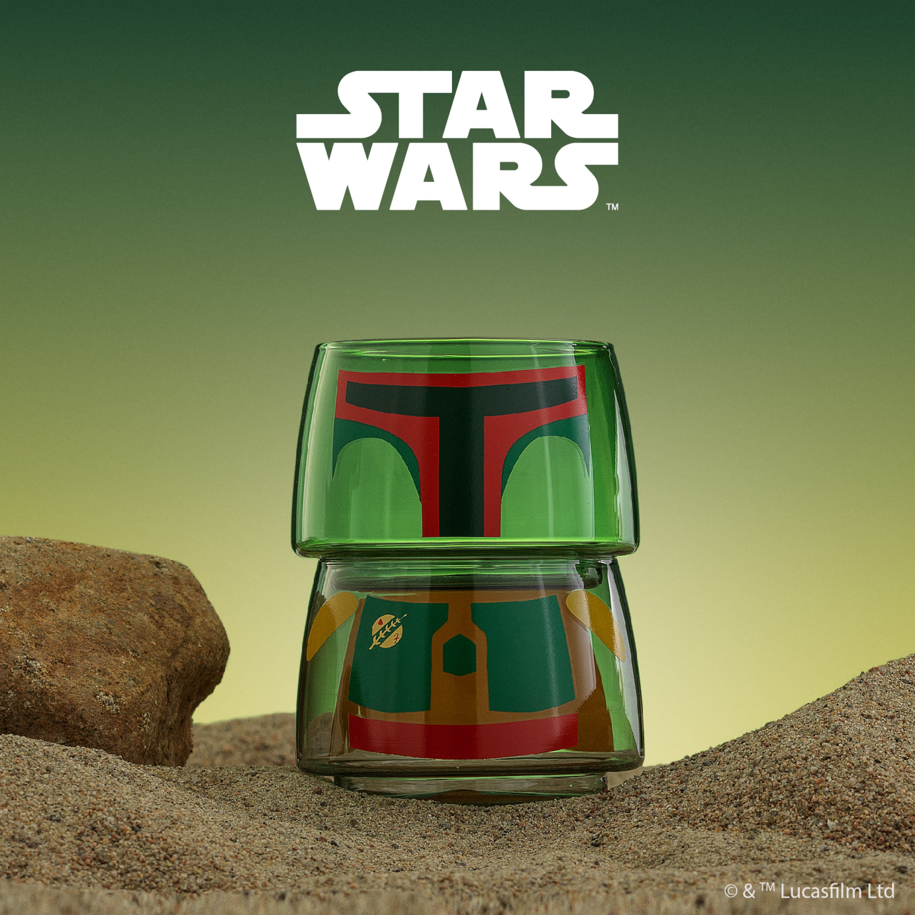JoyJolt Star Wars Stackable Boba Fett verres lot de 2 28 cl