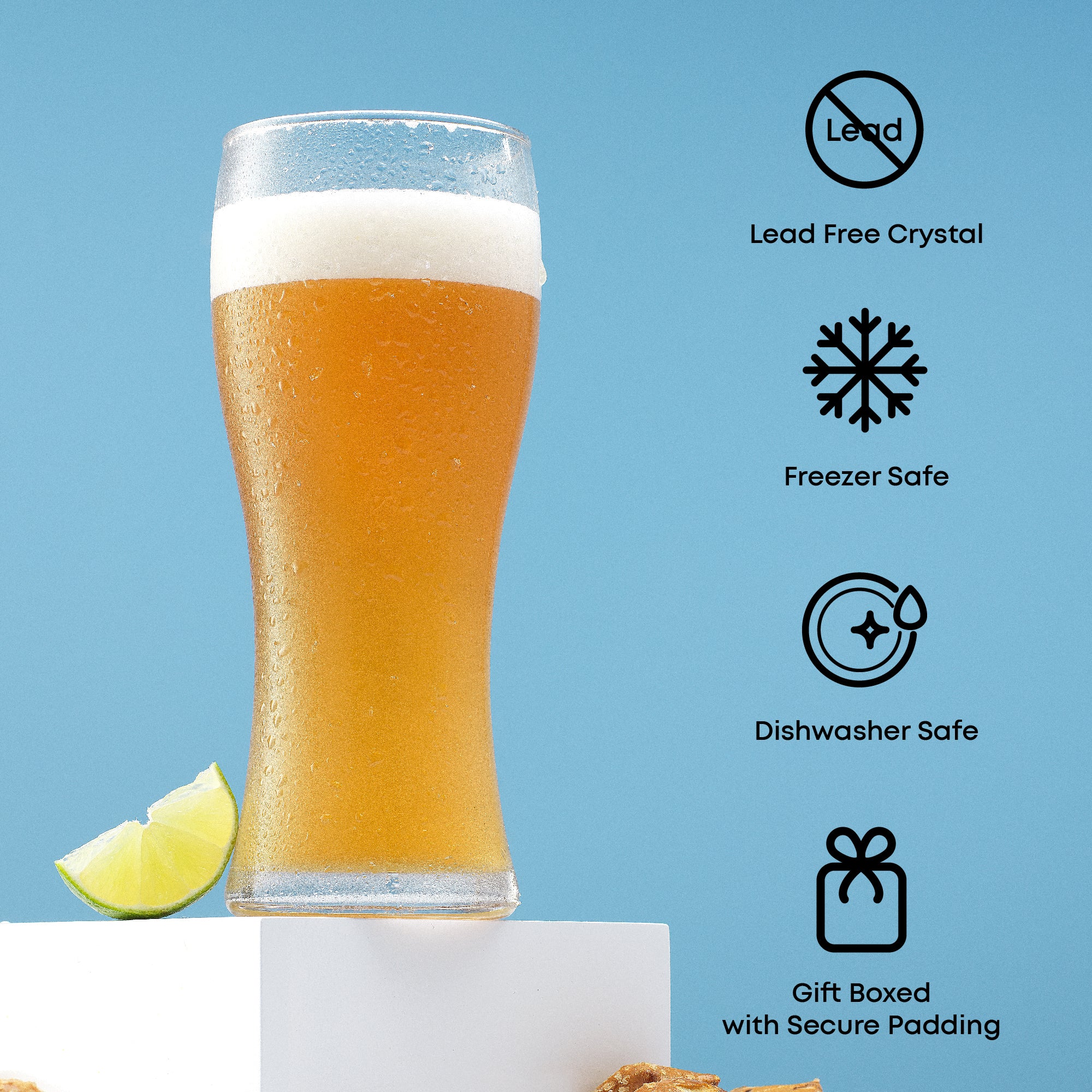 JoyJolt Callen verre bière pilsner lot 4 cristal 46 cl pression