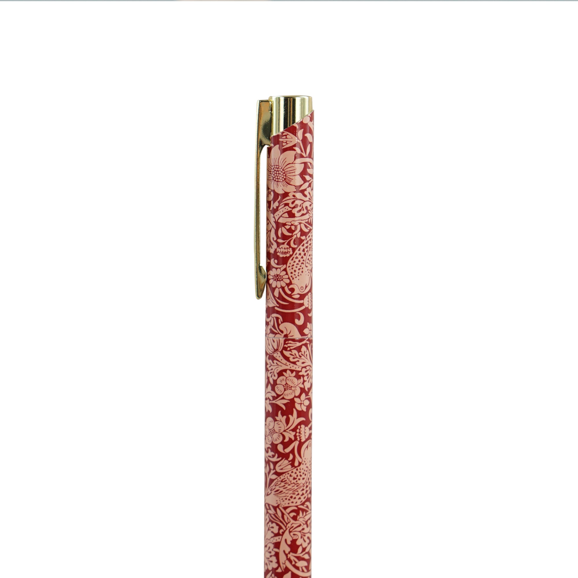 William Morris Strawberry Thief stylo métal framboise