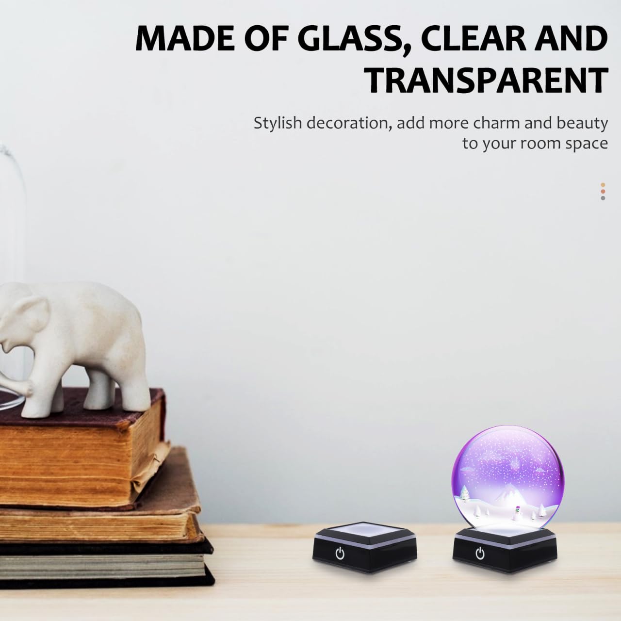Alipis socle lumineux carré boule cristal plastique