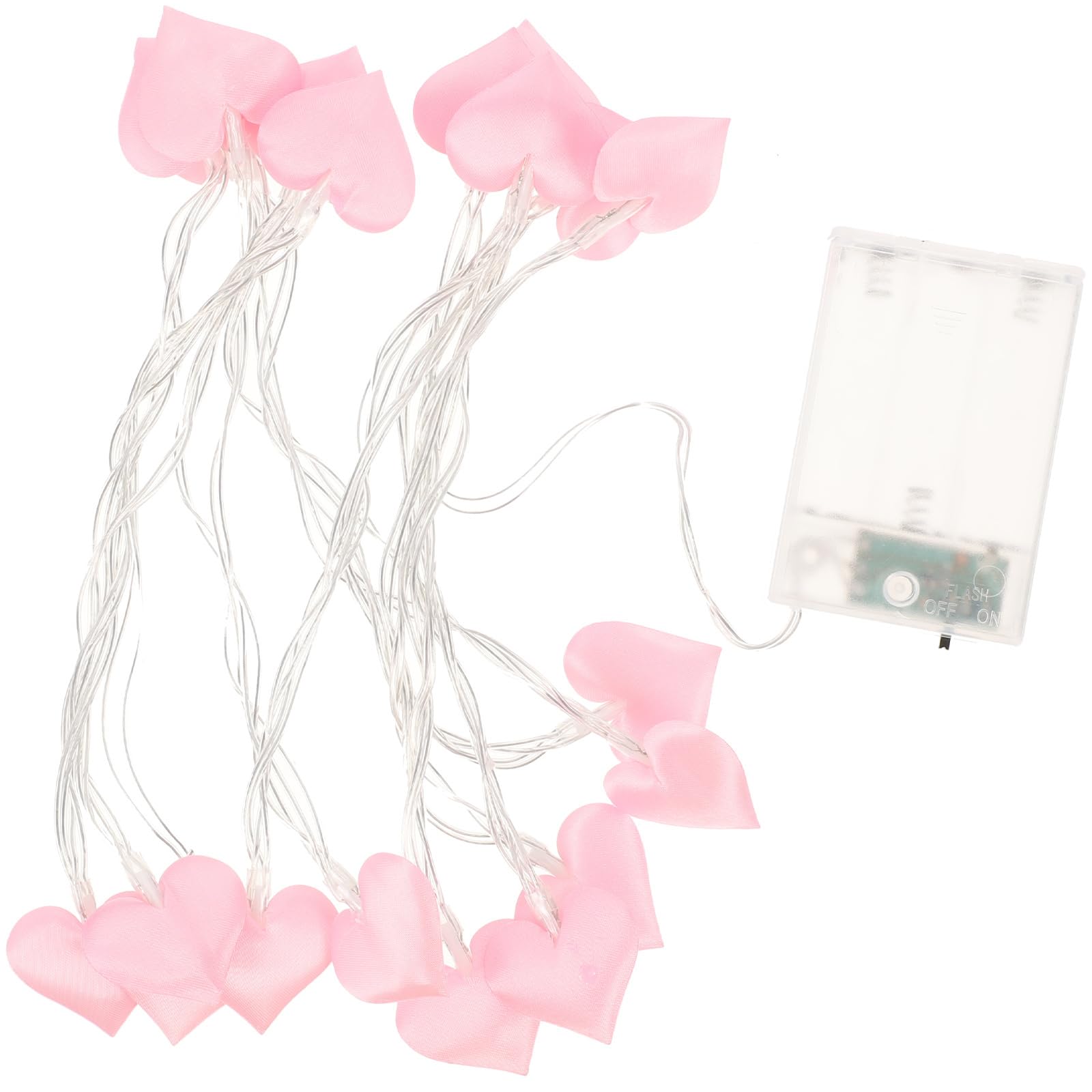 Alipis Cœur guirlande lumineuse tissu LED rose piles