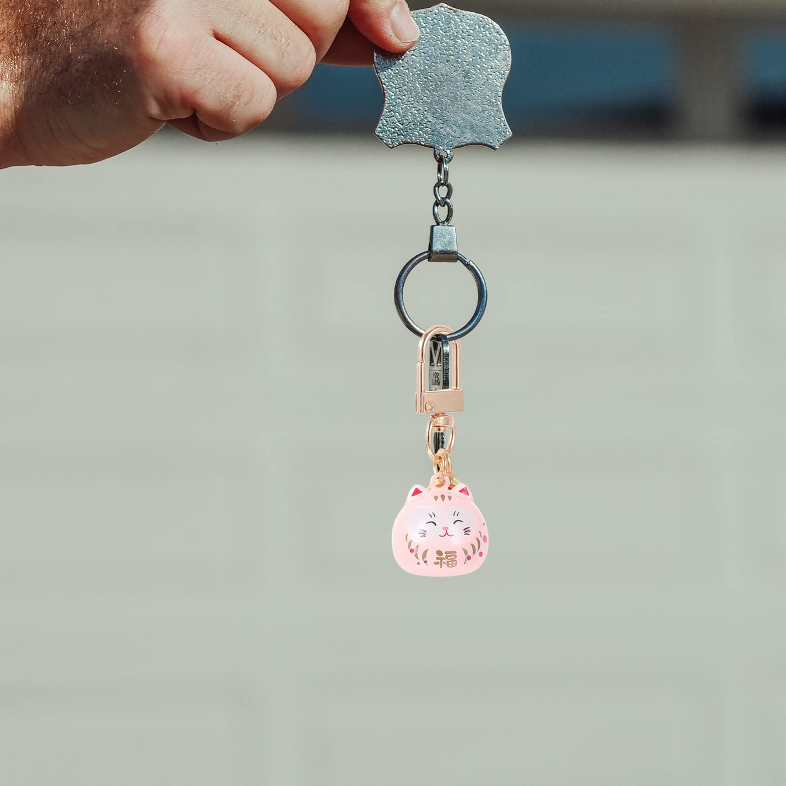 Alipis Maneki Neko porte-clés chat rose céramique
