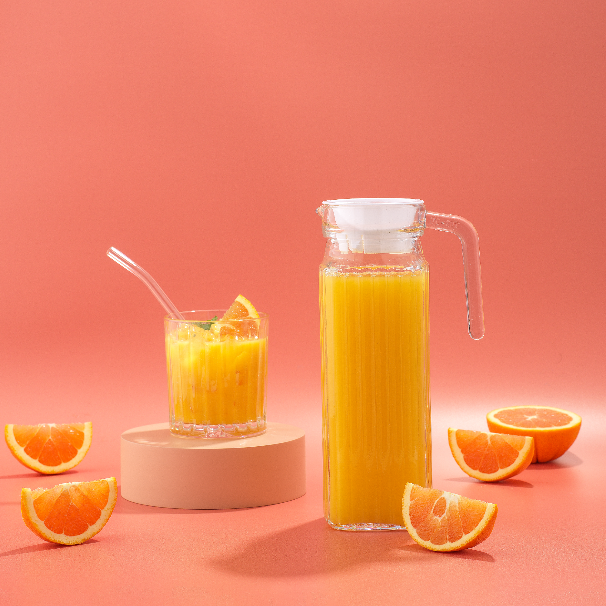 JoyJolt carafe en verre 1,18 L 40 oz avec couvercles