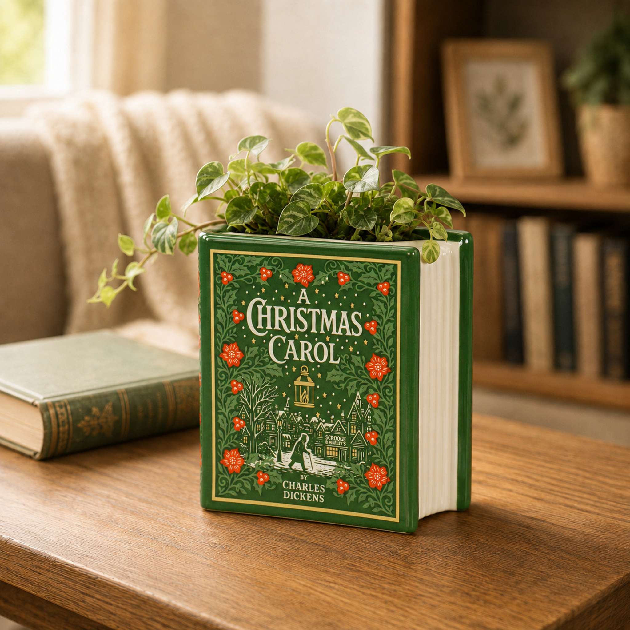 HMB A Christmas Carol pot céramique livre 10cm vert